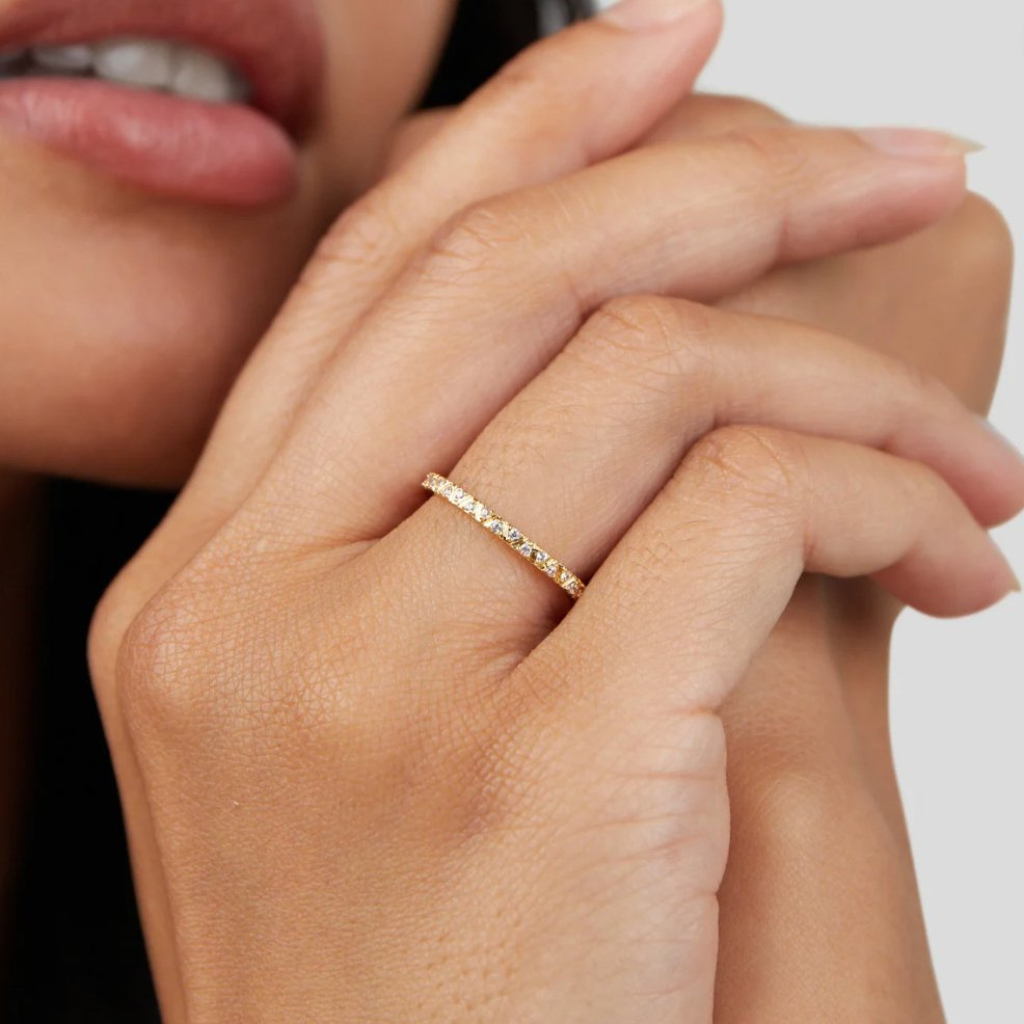 Gold Plated Band Ring with Crystal Detail
