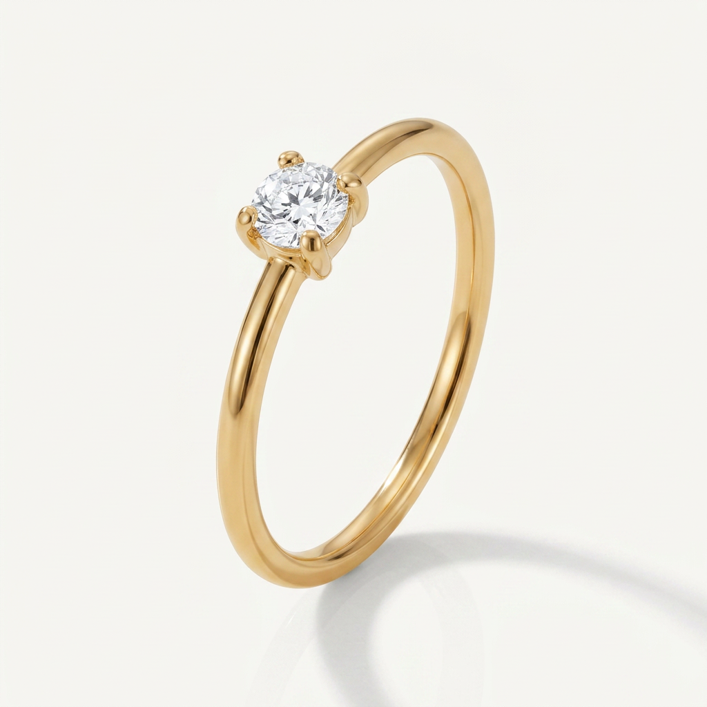 Gold Plated Birthstone Ring with Round Crystal