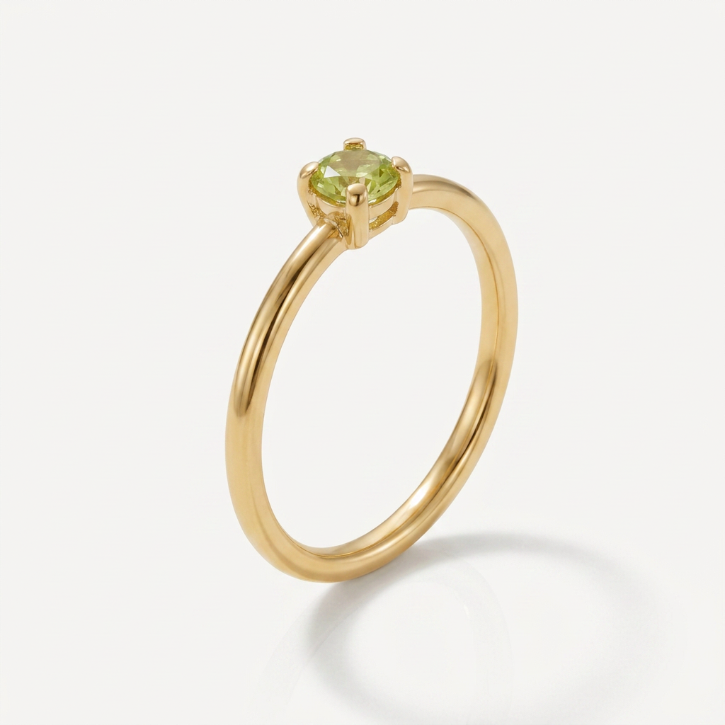 Gold Plated Birthstone Ring with Round Crystal