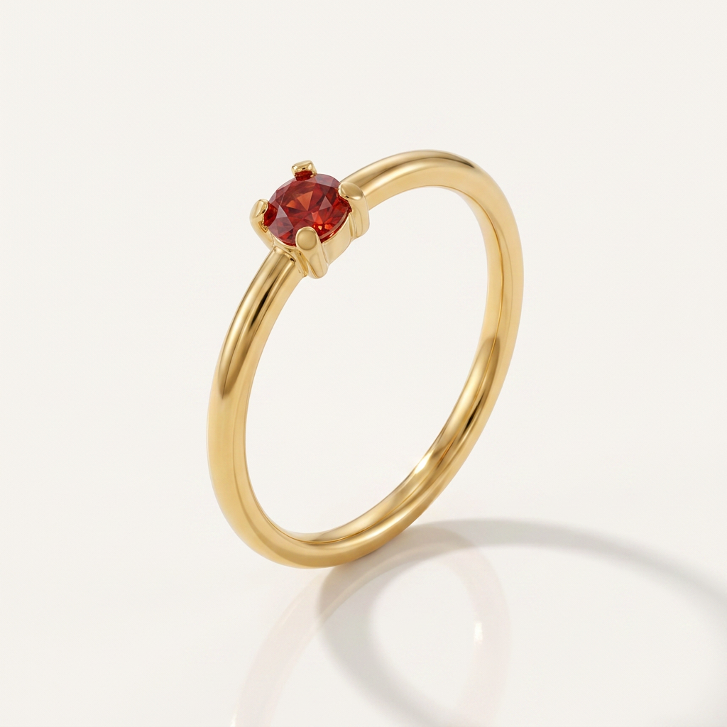 Gold Plated Birthstone Ring with Round Crystal