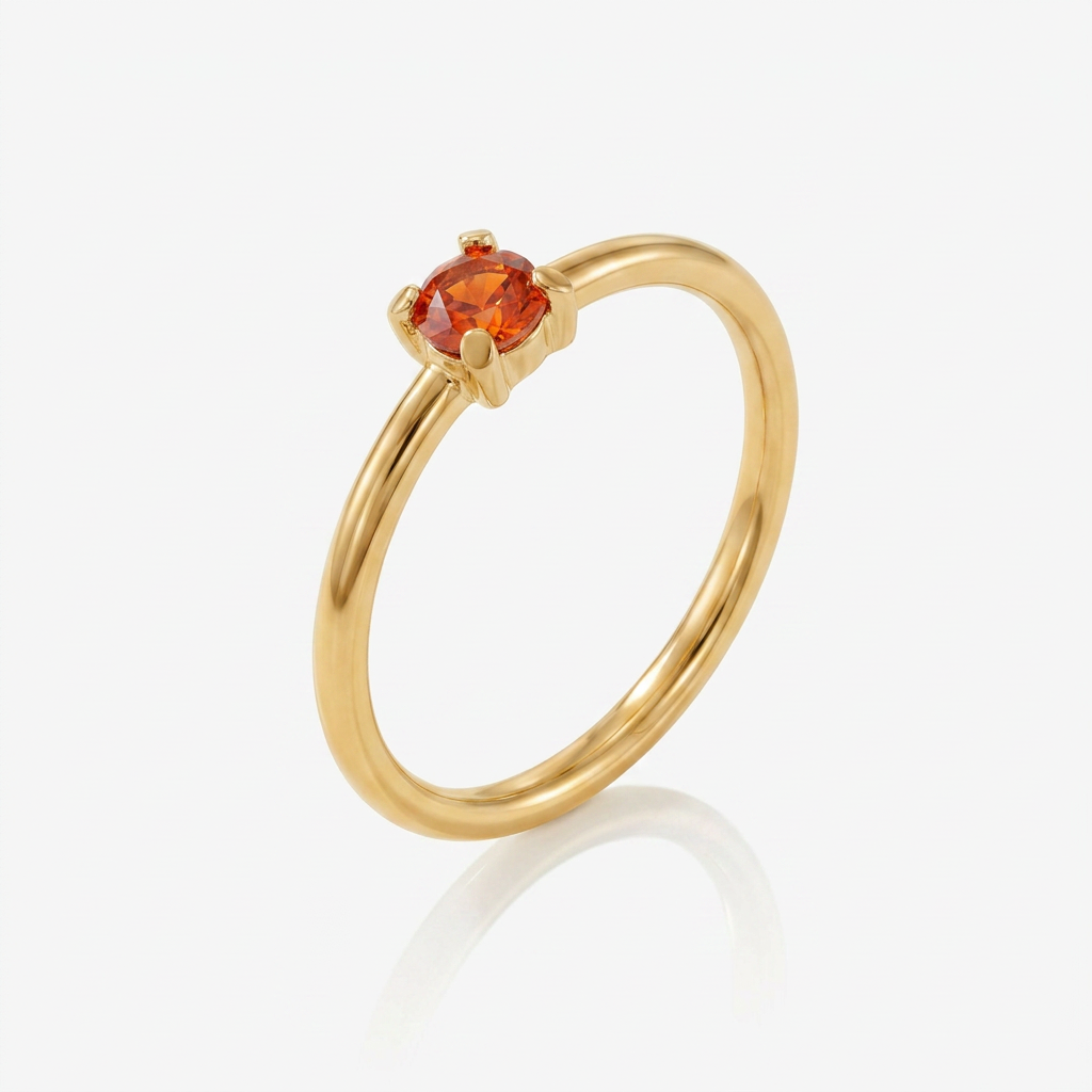 Gold Plated Birthstone Ring with Round Crystal