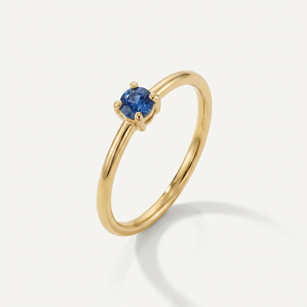 Gold Plated Birthstone Ring with Round Crystal