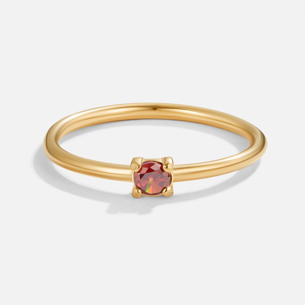 Gold Plated Birthstone Ring with Round Crystal