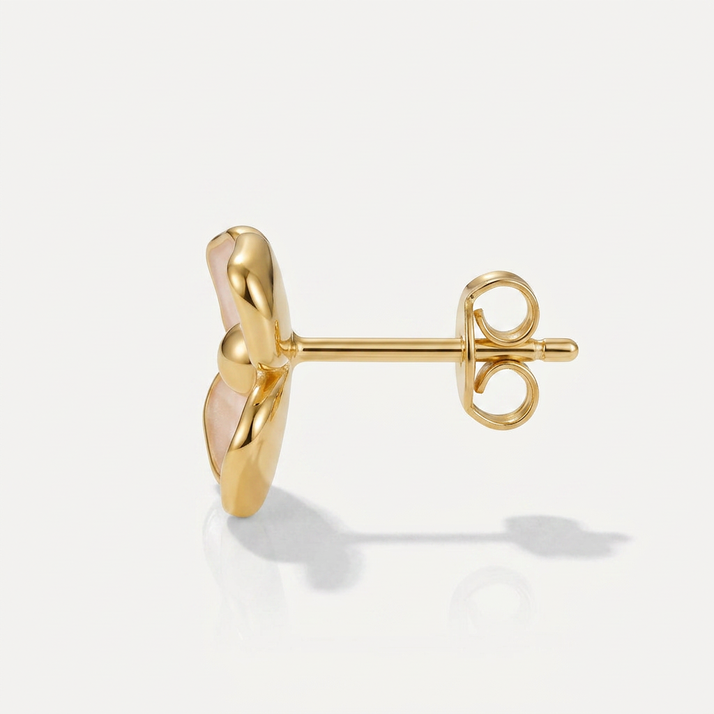 Stud Earrings with Blossom Petal Design