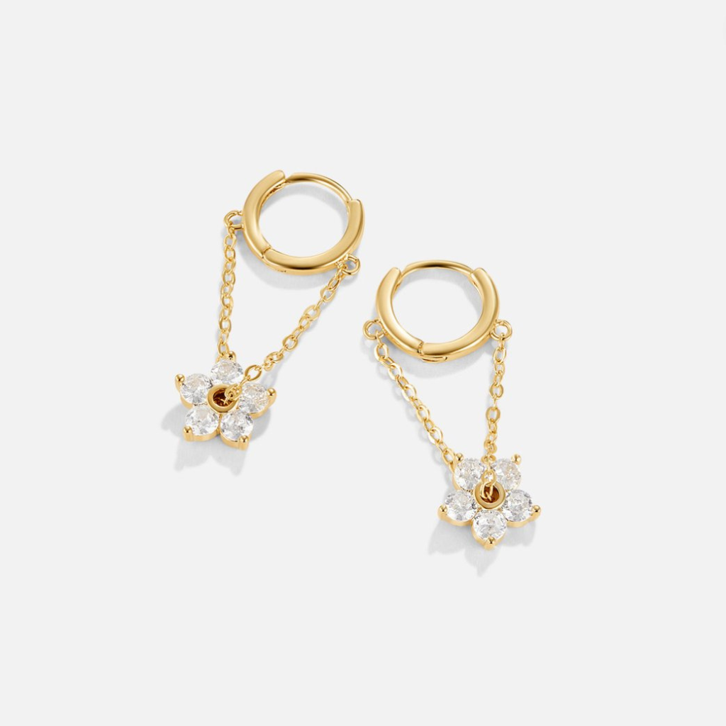 Hoop Earrings with Crystal Flower Drop