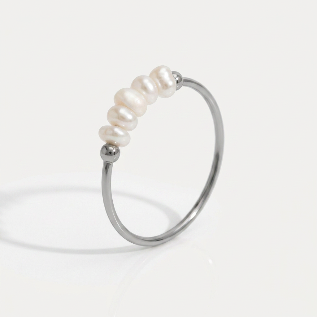 Ring with Freshwater Pearl Beads