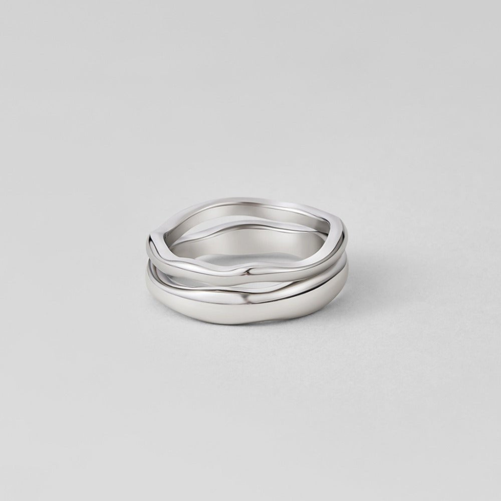 Ring Set with Organic Wave Bands