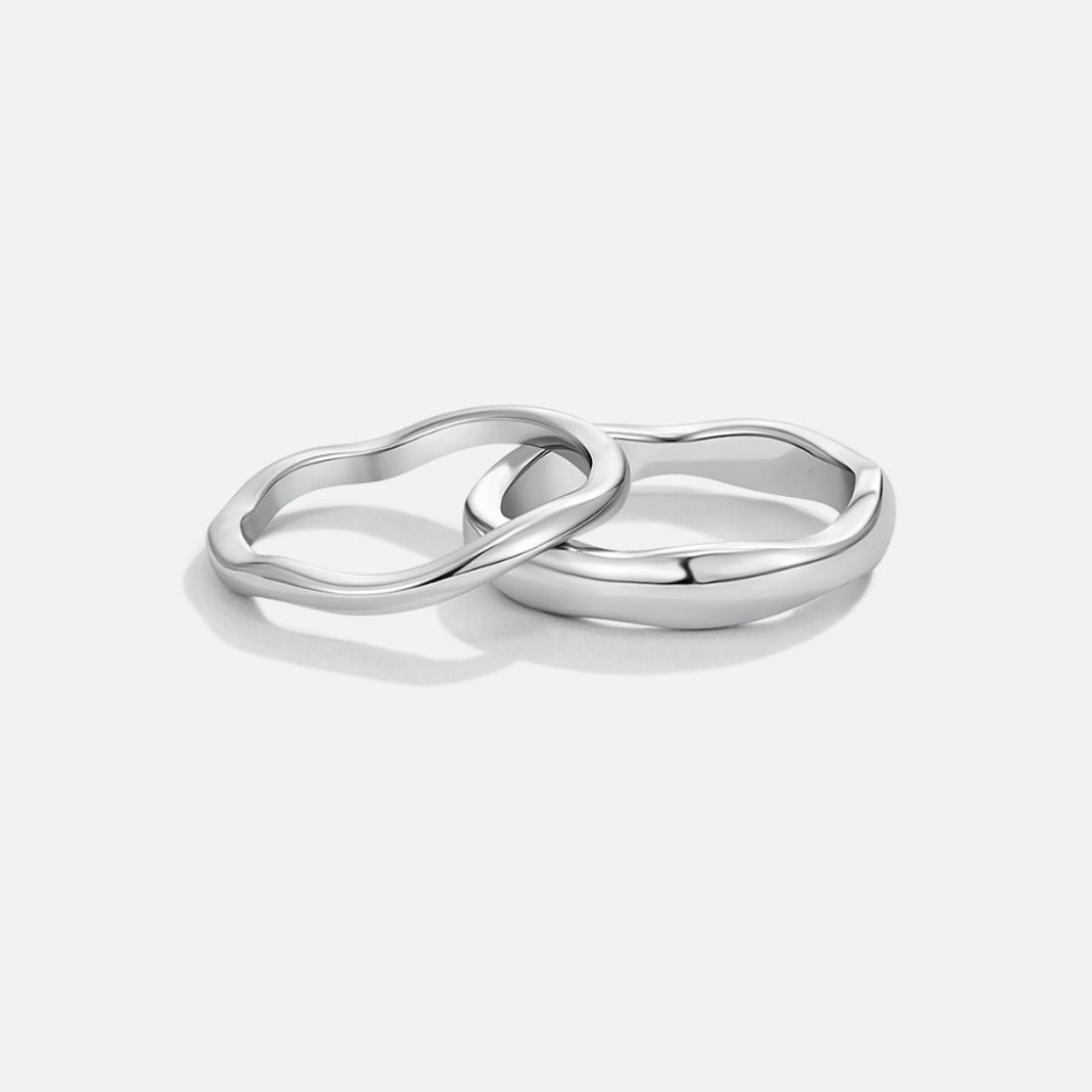Ring Set with Organic Wave Bands