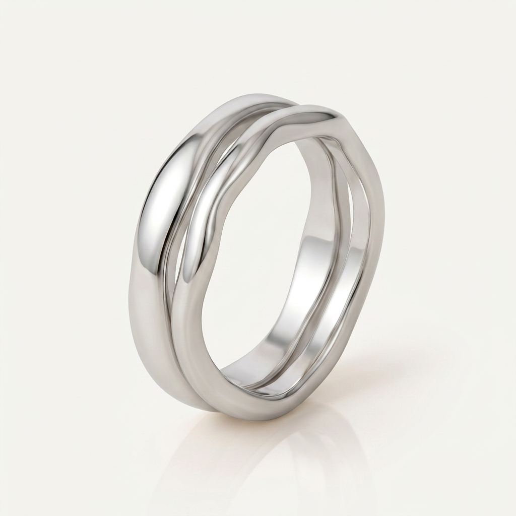 Ring Set with Organic Wave Bands