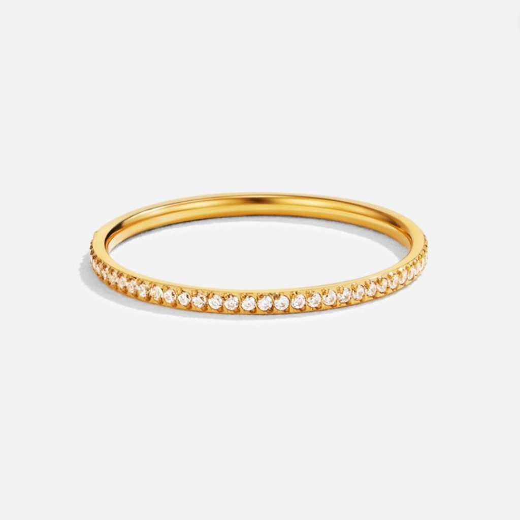 Crystal Ring with Slim Eternity Band