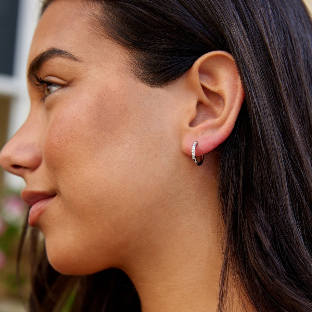 Hoop Earrings with Crystal Pavé Detail