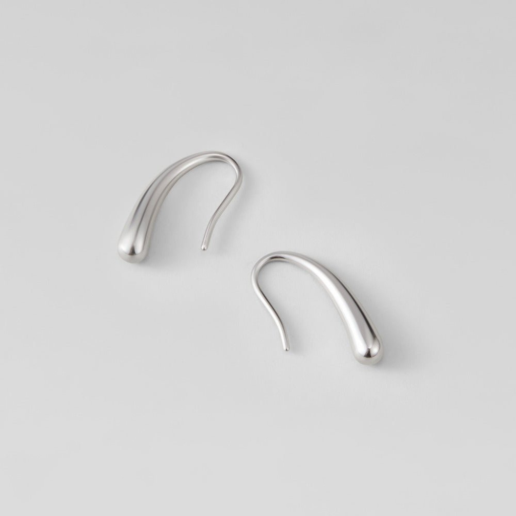 Silver Drop Earrings with Water Drop Shape