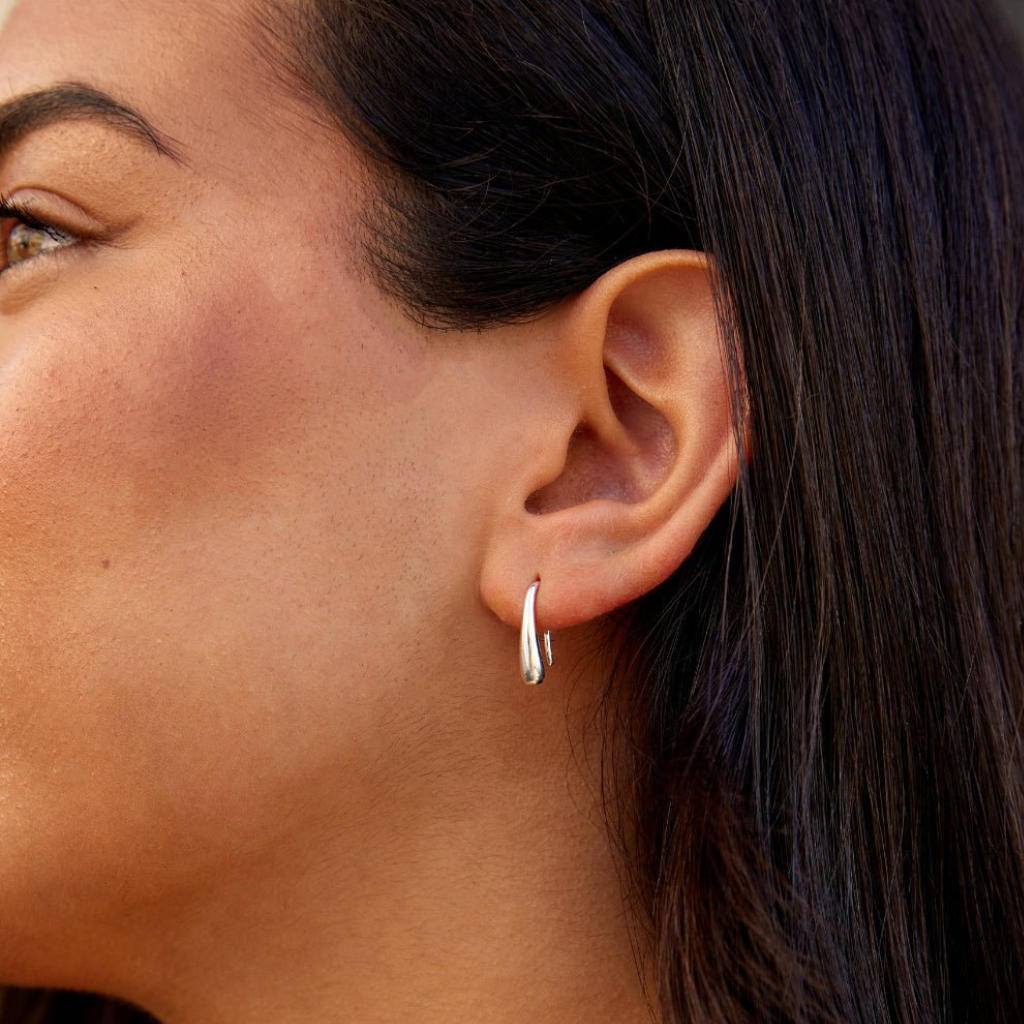 Silver Drop Earrings with Water Drop Shape