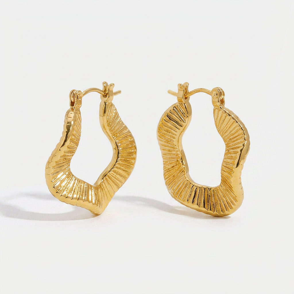 Hoop Earrings with Geometric Wave Shape