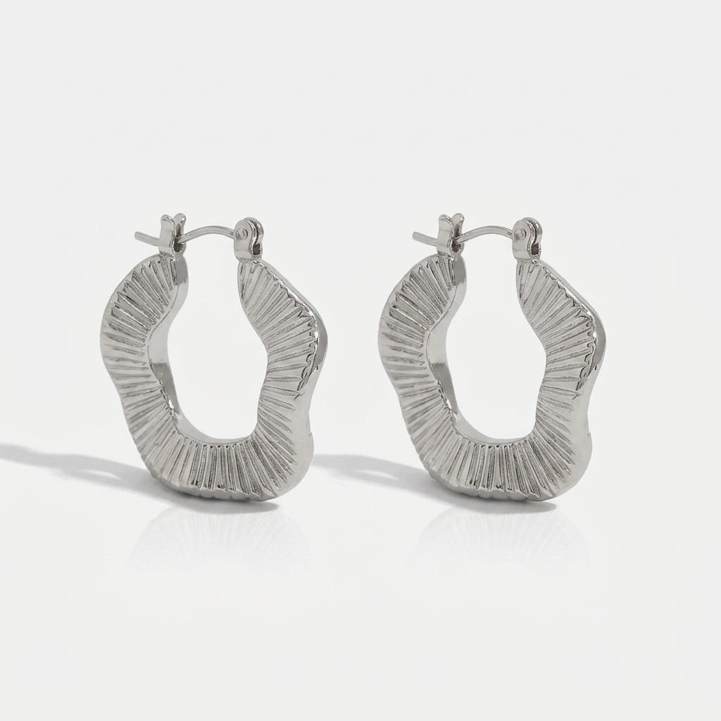 Hoop Earrings with Geometric Wave Shape