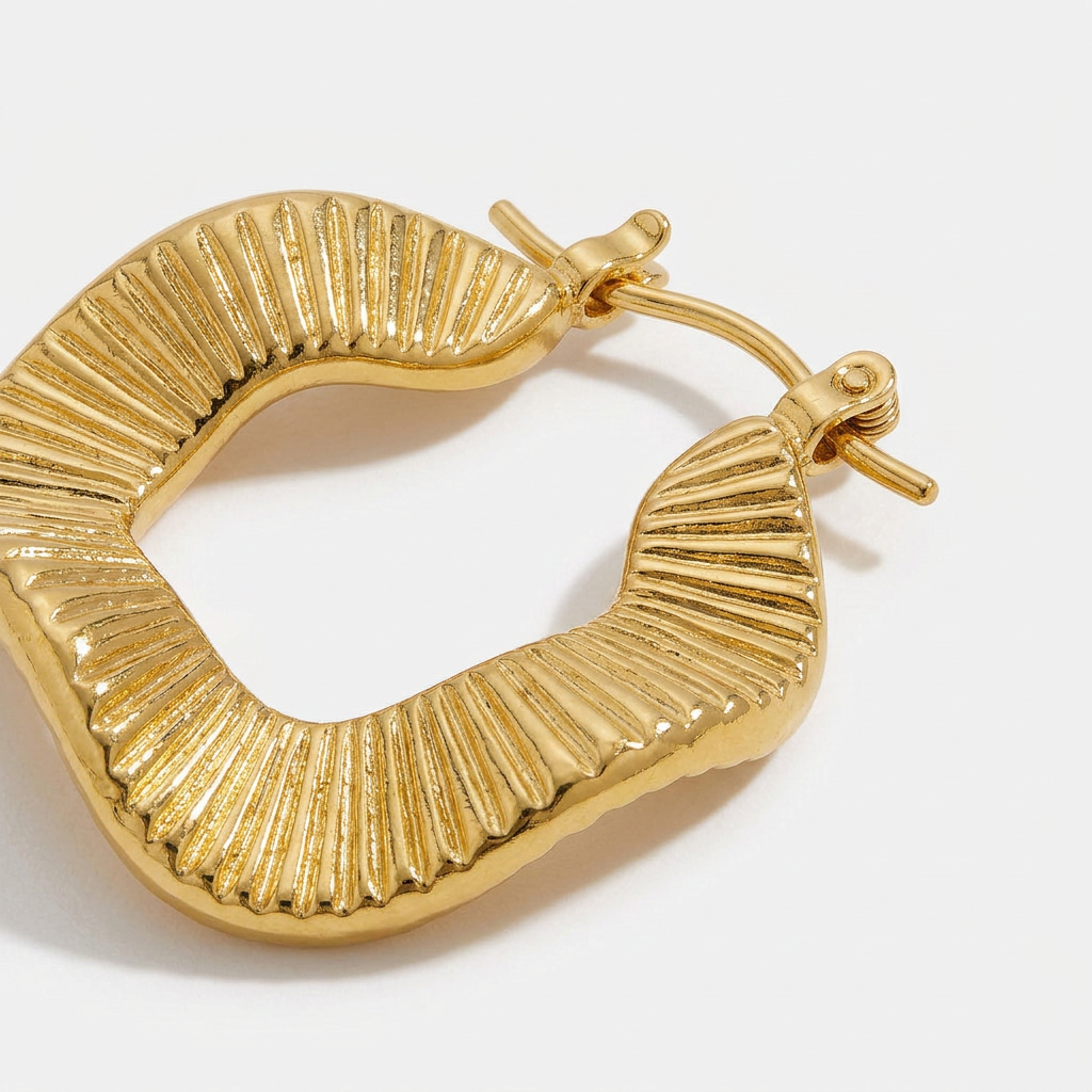Hoop Earrings with Geometric Wave Shape
