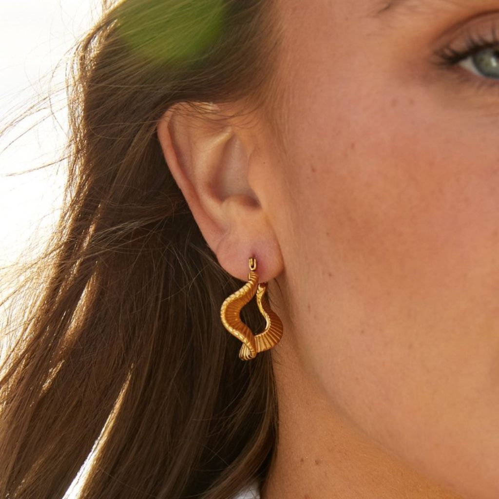 Hoop Earrings with Geometric Wave Shape