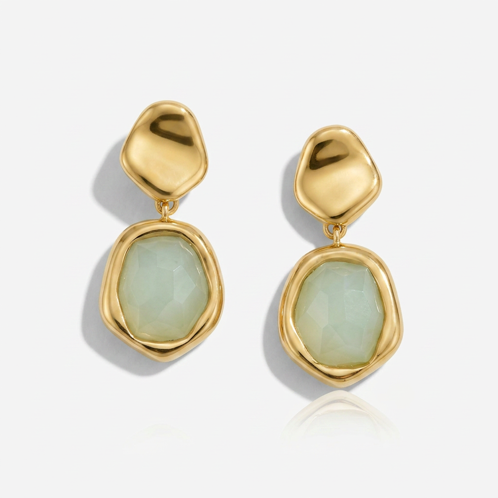 Drop Earrings with Aquamarine Stone