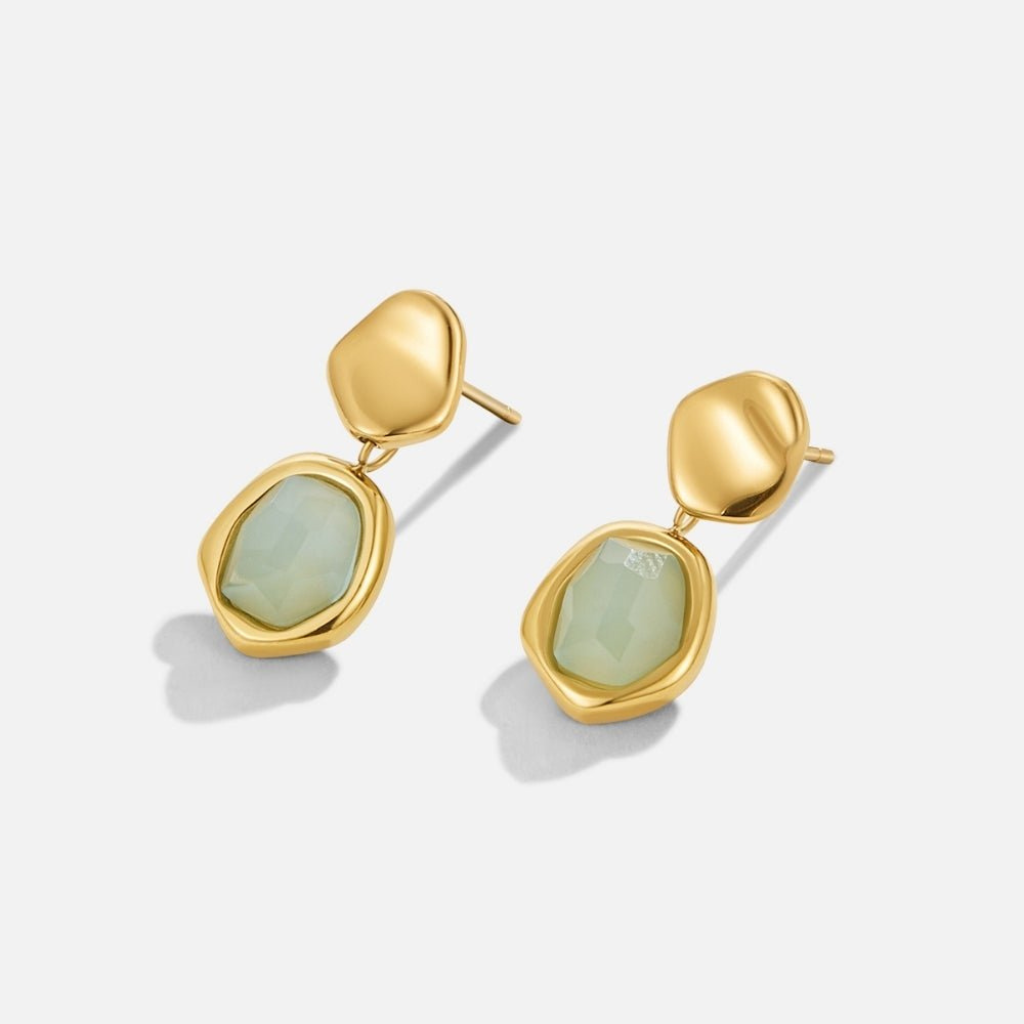Drop Earrings with Aquamarine Stone