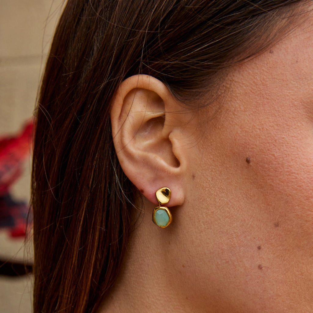 Drop Earrings with Aquamarine Stone