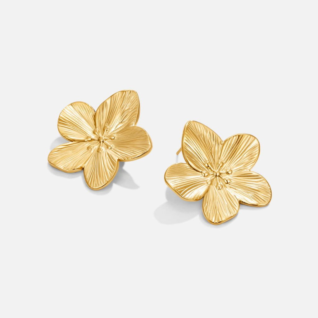 Stud Earrings with Blossom Flower Design