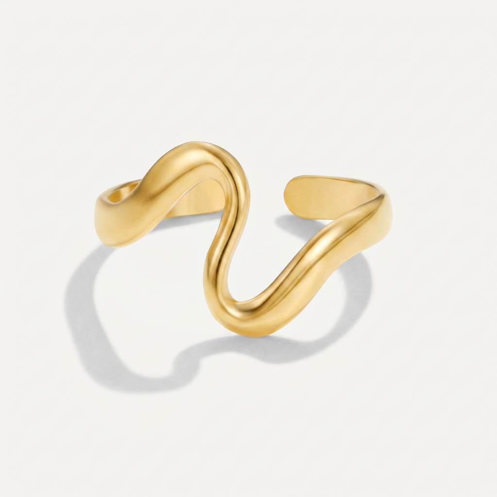 Wave Ring with Organic Curved Shape