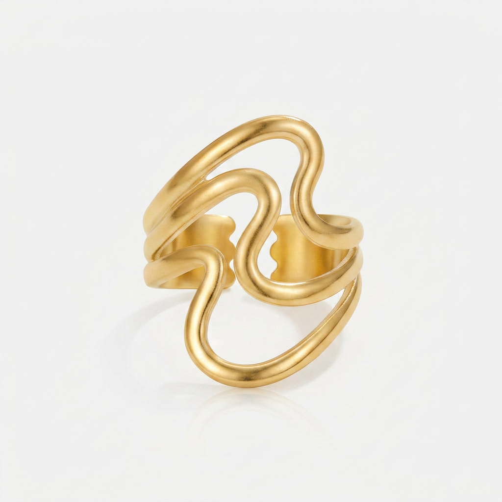 Wrap Ring with Abstract Wave Design