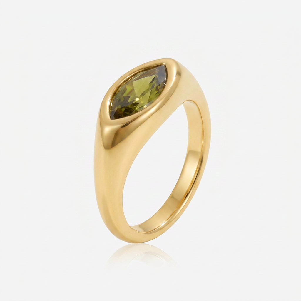 Gold Plated Ring with Marquise Crystal Stone