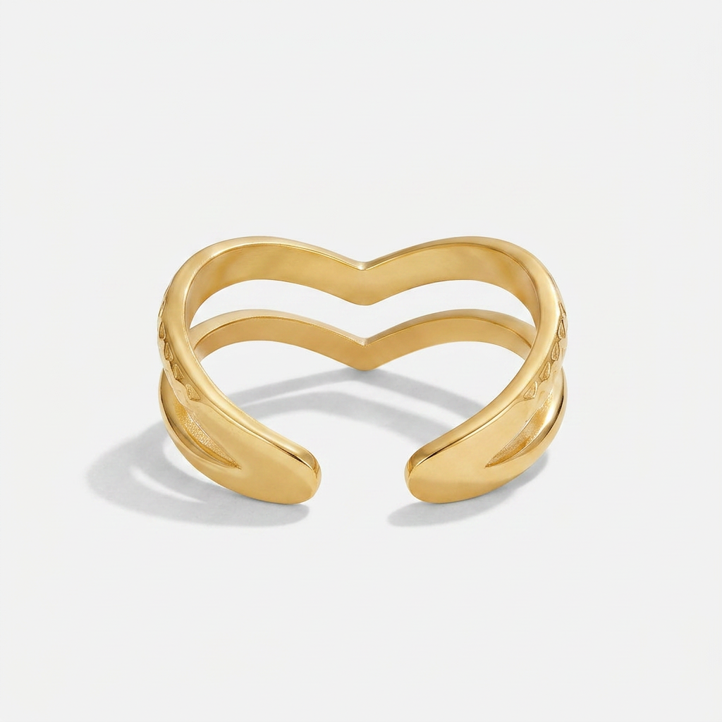 Wrap Ring with Layered Heart Design