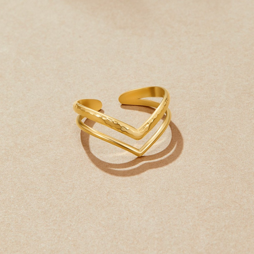 Wrap Ring with Layered Heart Design