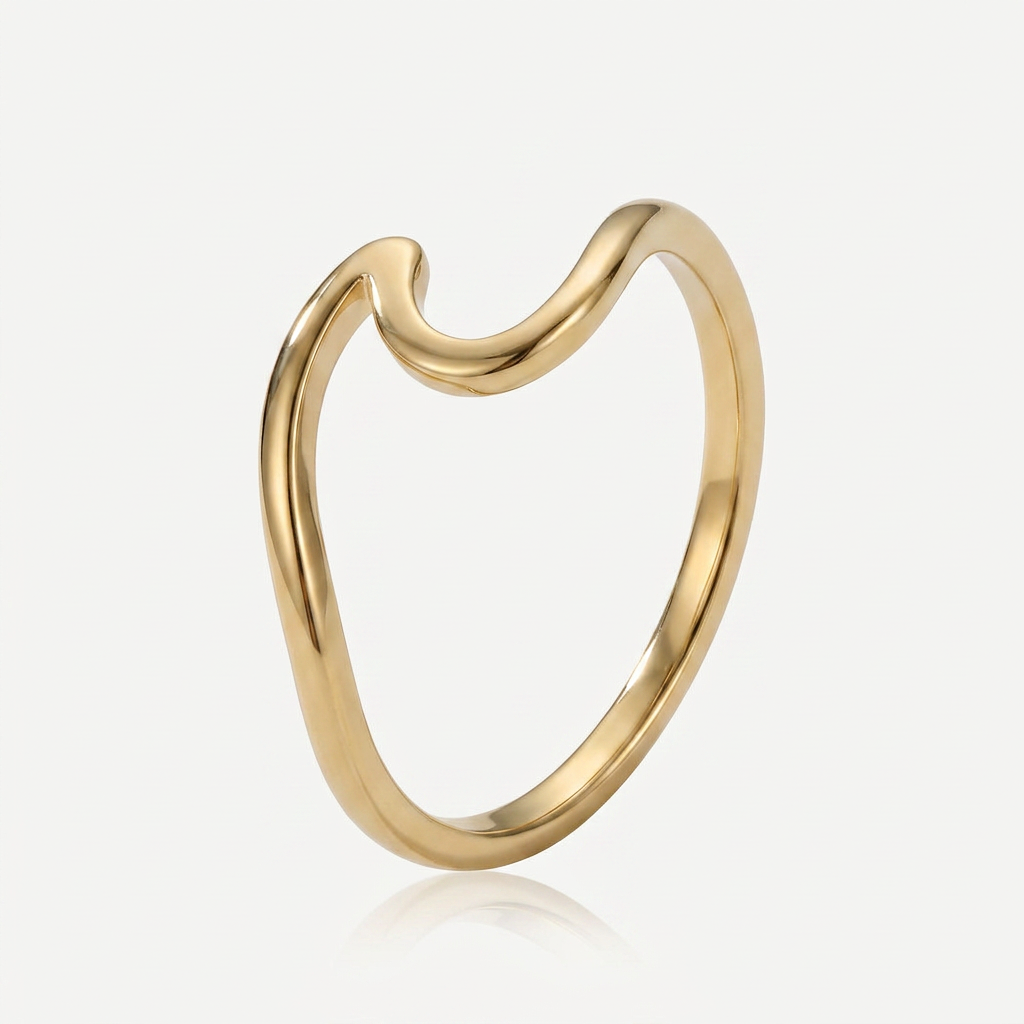 Wave Ring with Curved Ocean-Inspired Design