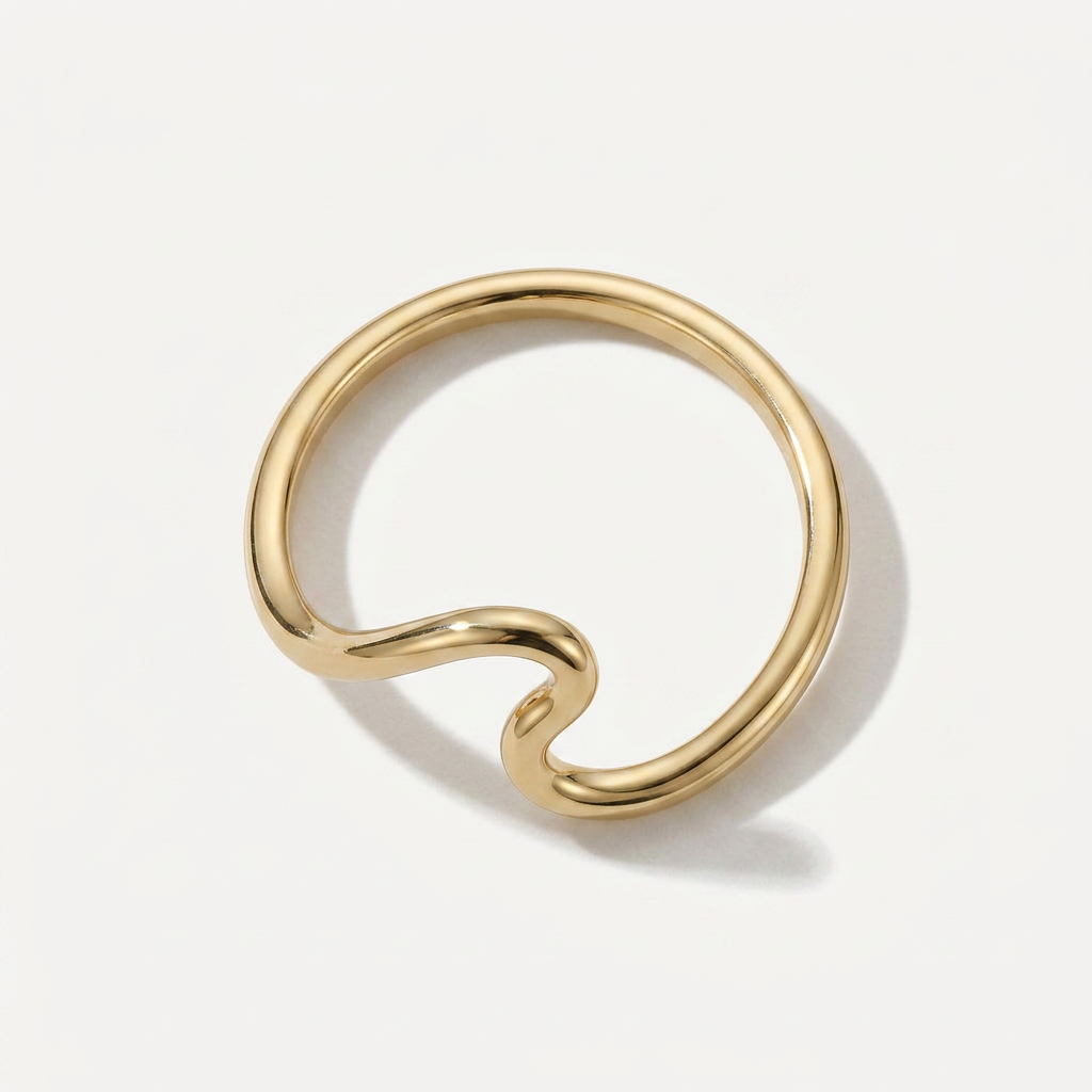 Wave Ring with Curved Ocean-Inspired Design