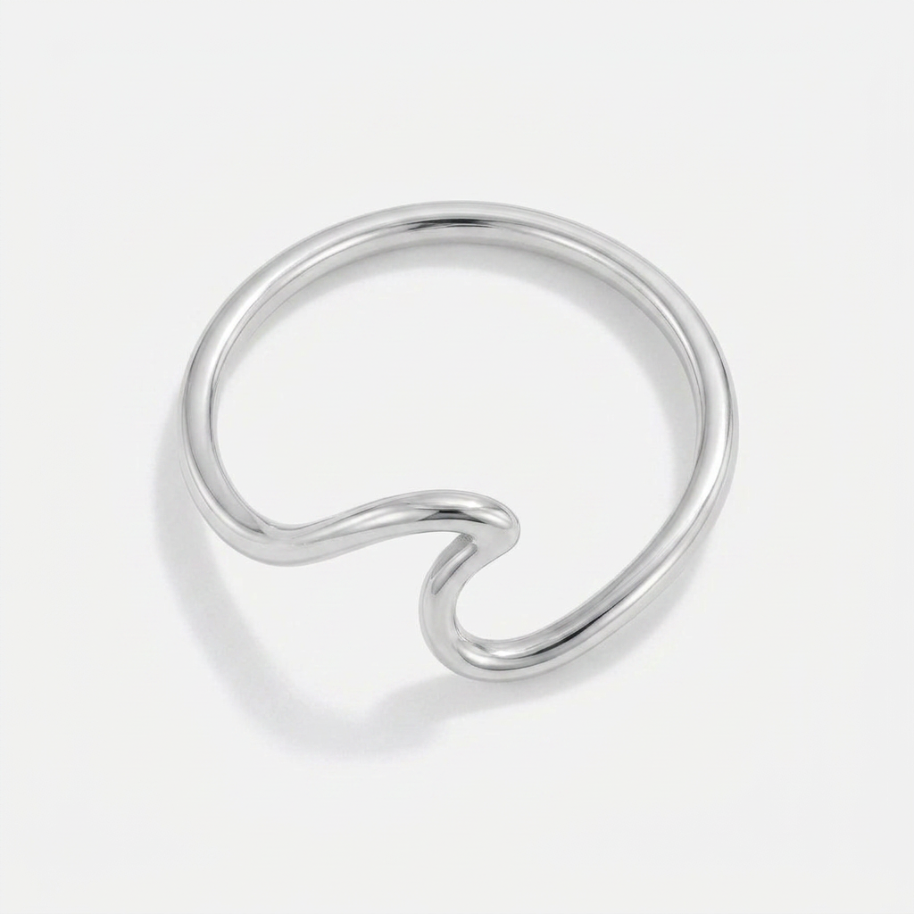 Wave Ring with Curved Ocean-Inspired Design