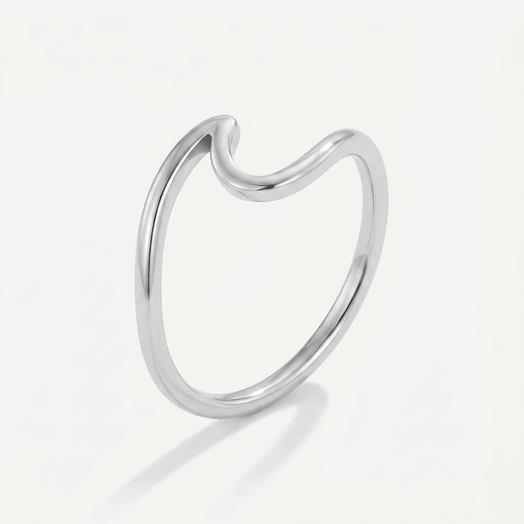 Wave Ring with Curved Ocean-Inspired Design