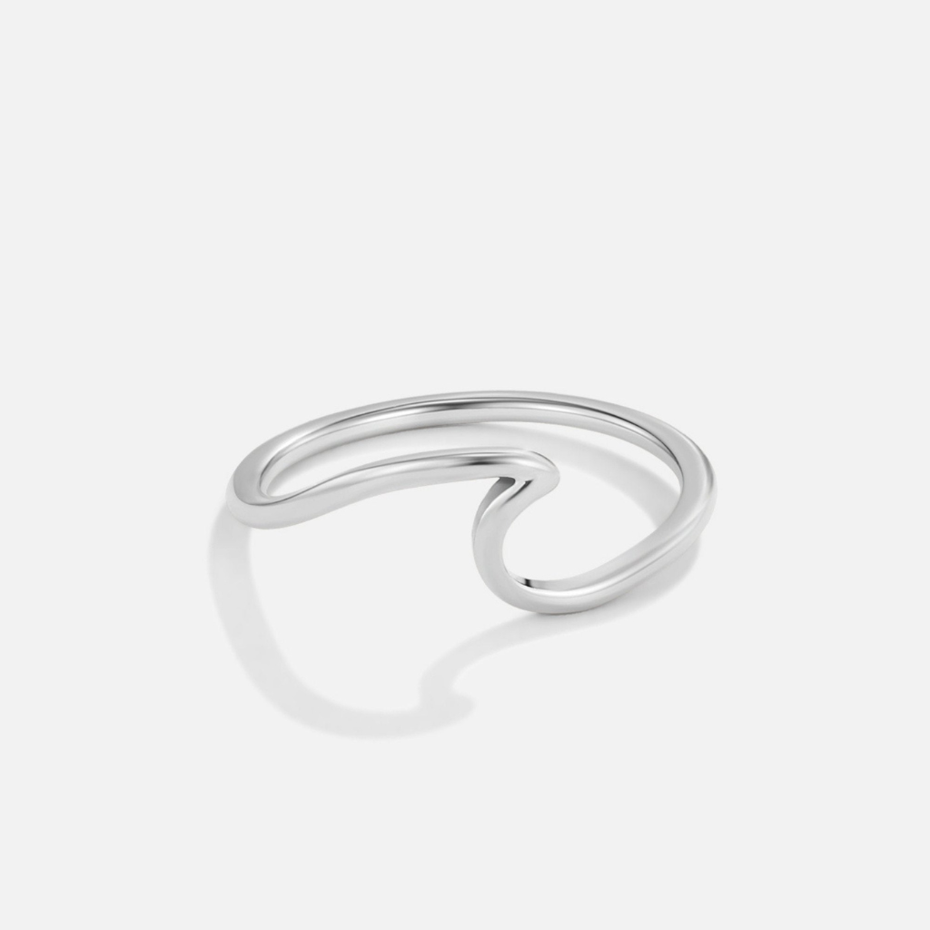 Wave Ring with Curved Ocean-Inspired Design