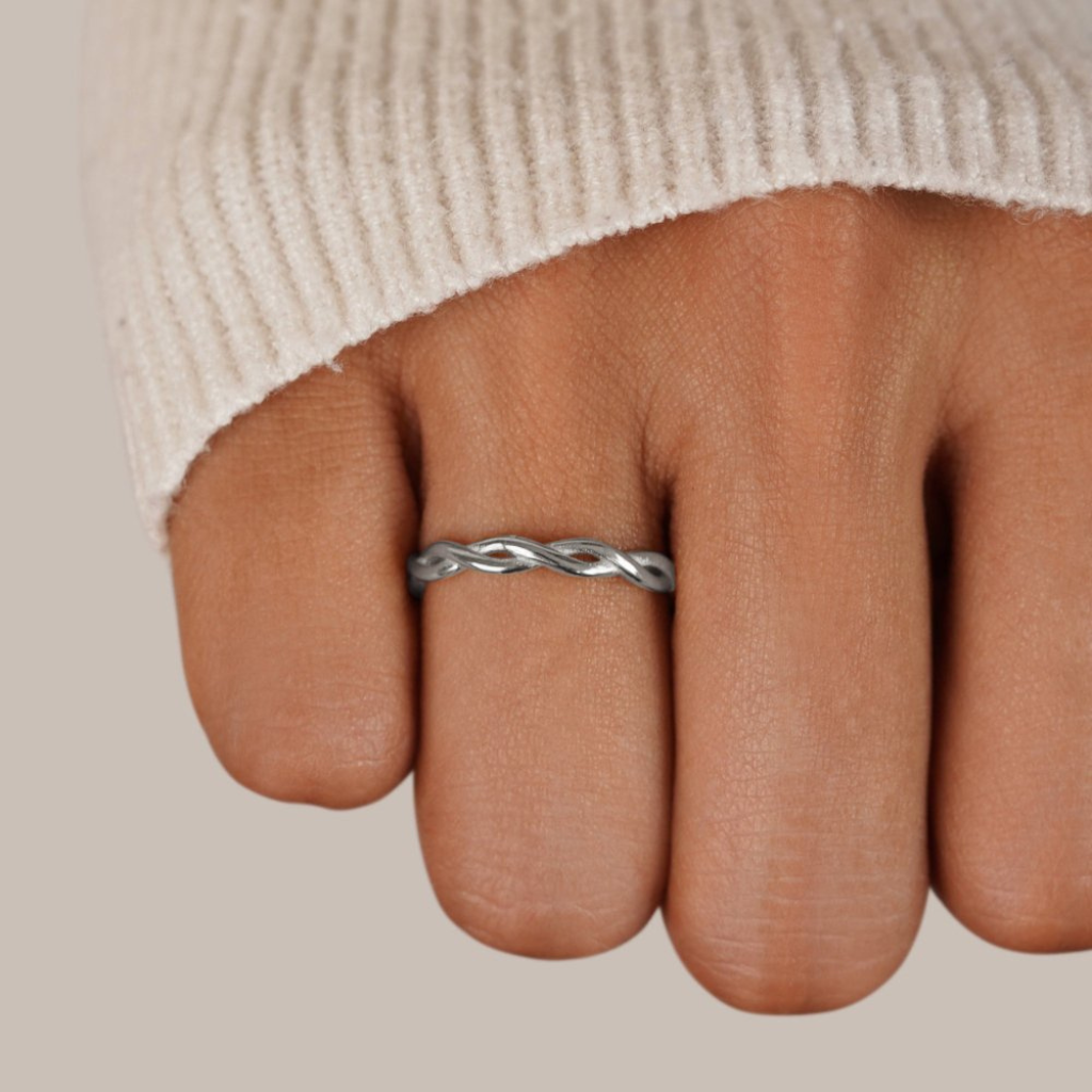 Twist Ring with Infinity Braided Design