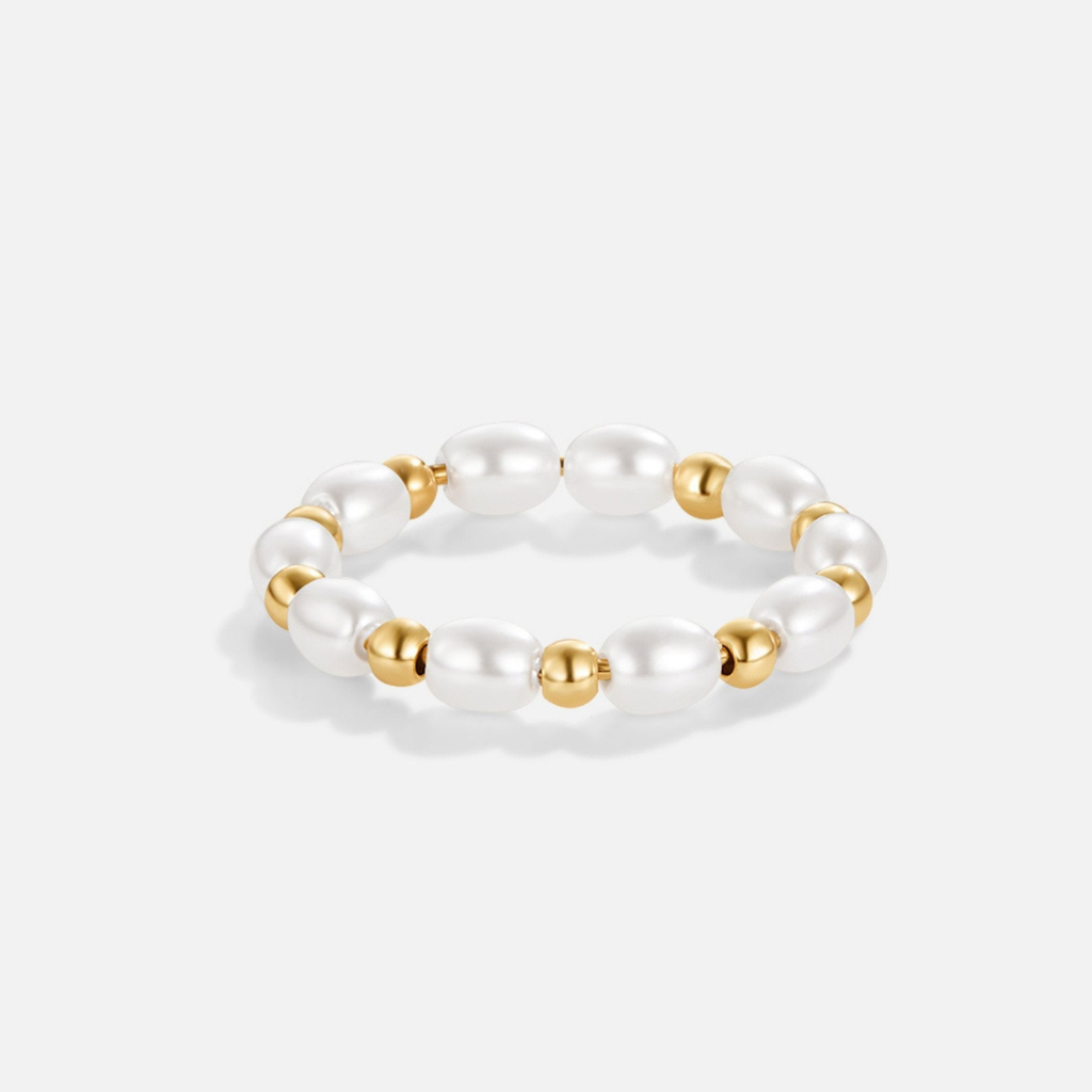Gold Mini Pearl Ring with Delicate Band