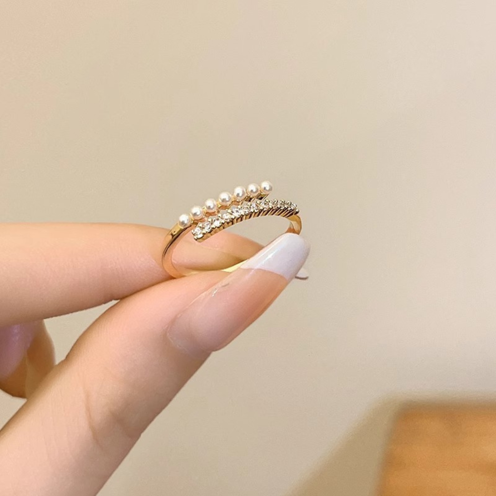 Wrap Ring with Pearl and Crystal Bands