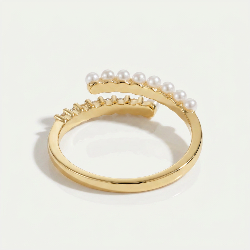 Wrap Ring with Pearl and Crystal Bands