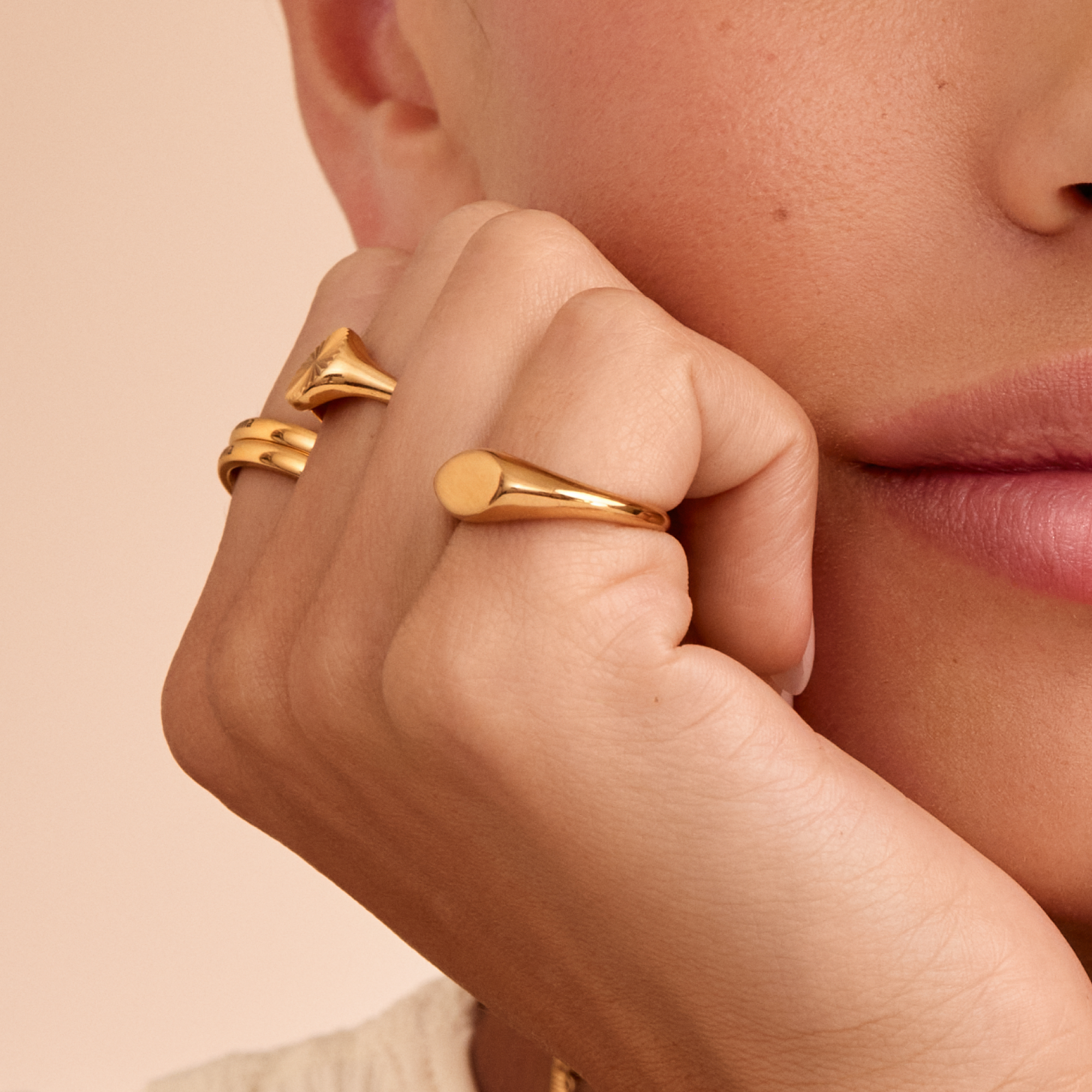 Gold Signet Ring with Flat Top Band