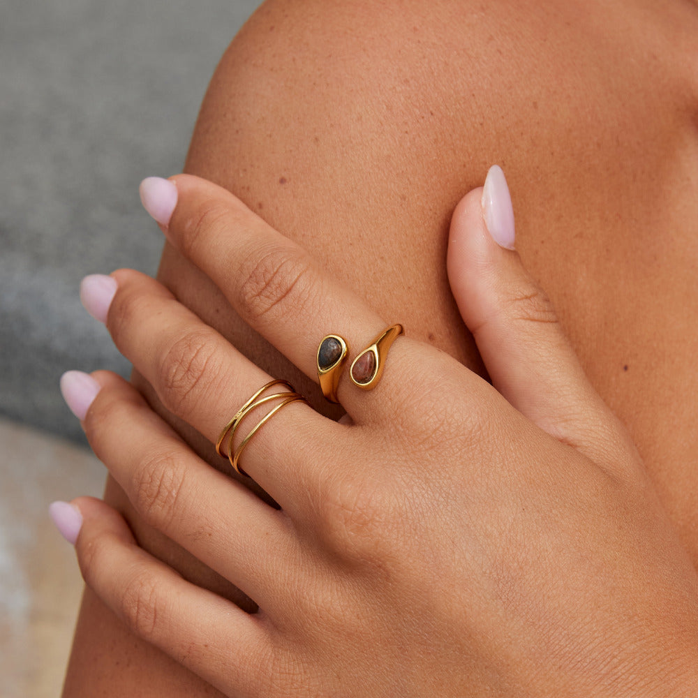 Gold Wrap Ring with Tiger Eye Stone