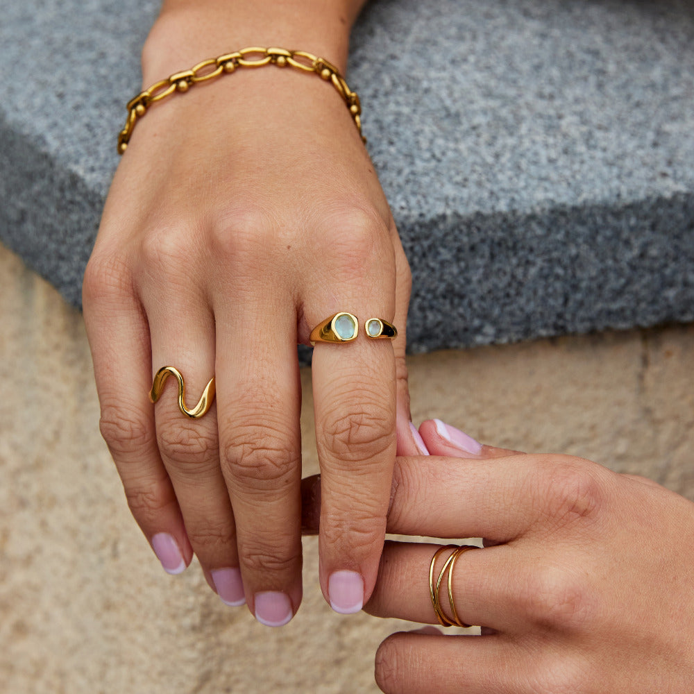 Gold Wrap Ring with Aquamarine Stone