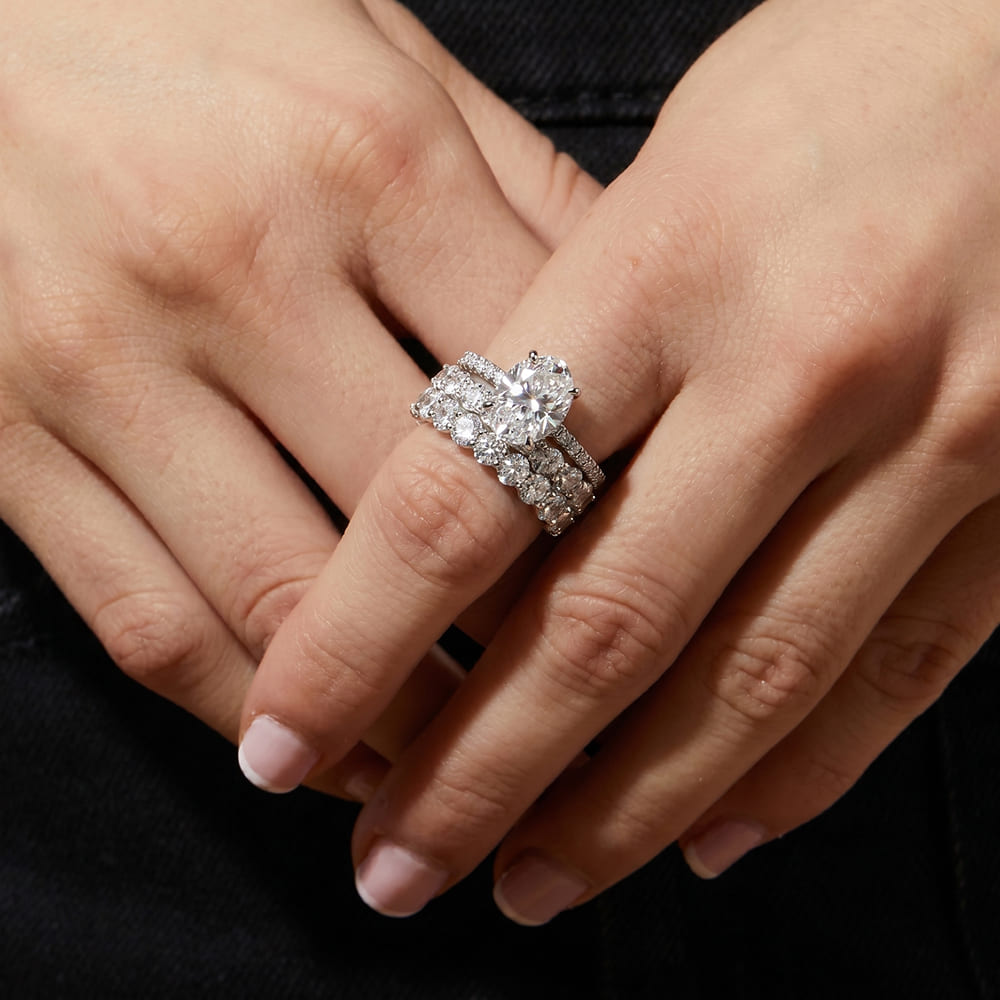 Silver Halo Ring Set