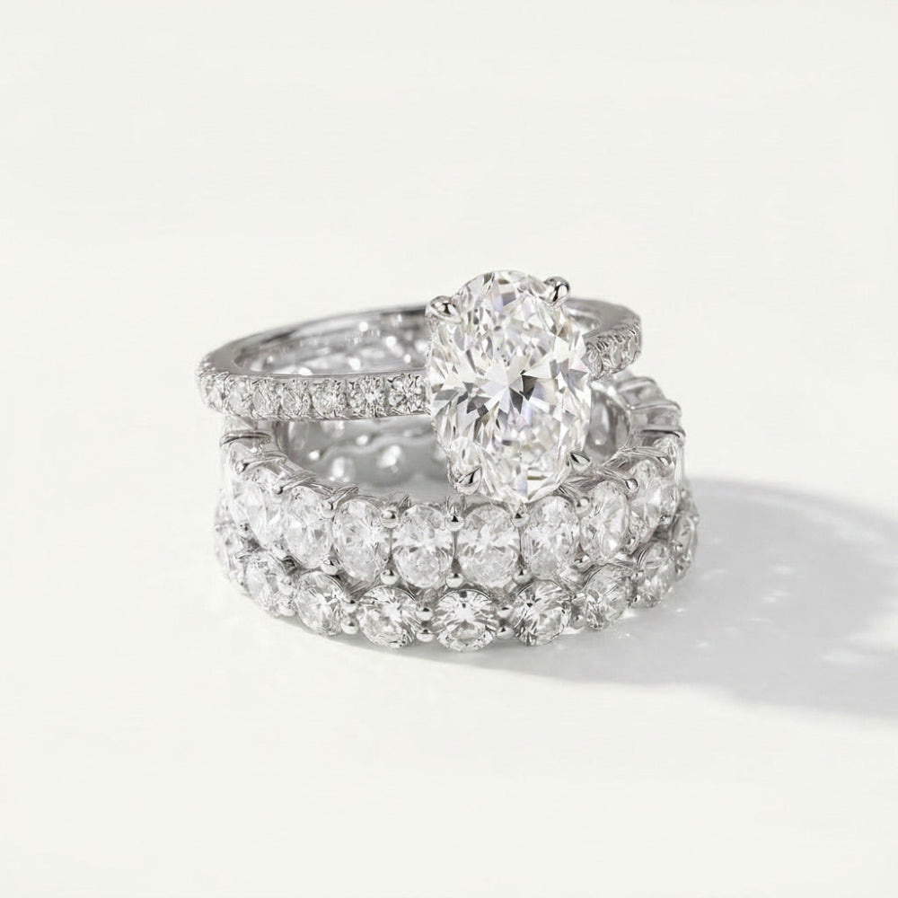 Silver Halo Ring Set