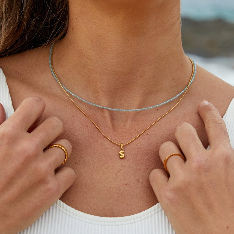 Gold Bubble Letter Necklace