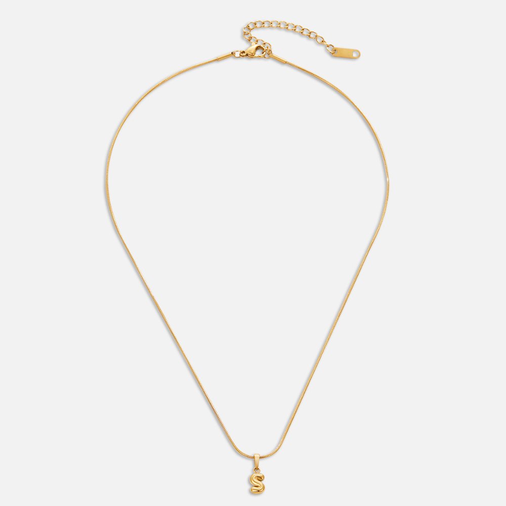 Gold Bubble Letter Necklace