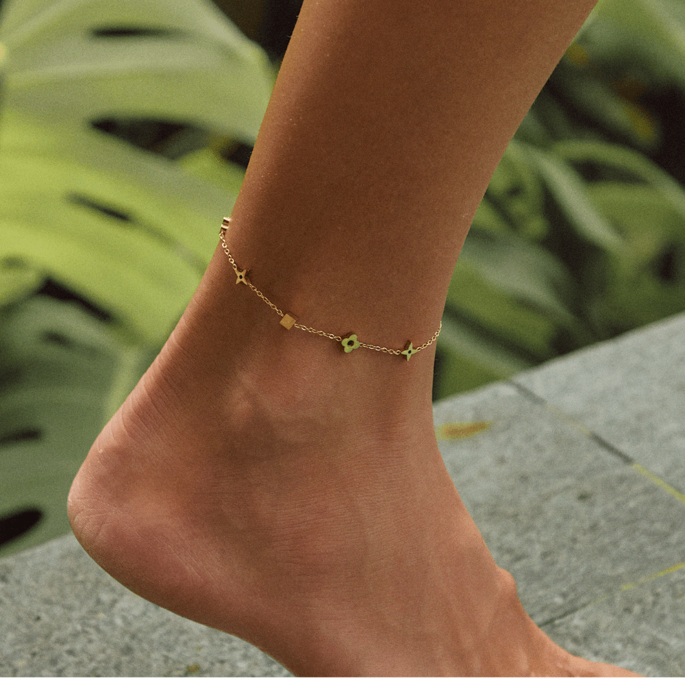 Gold Anklet with Delicate Chain