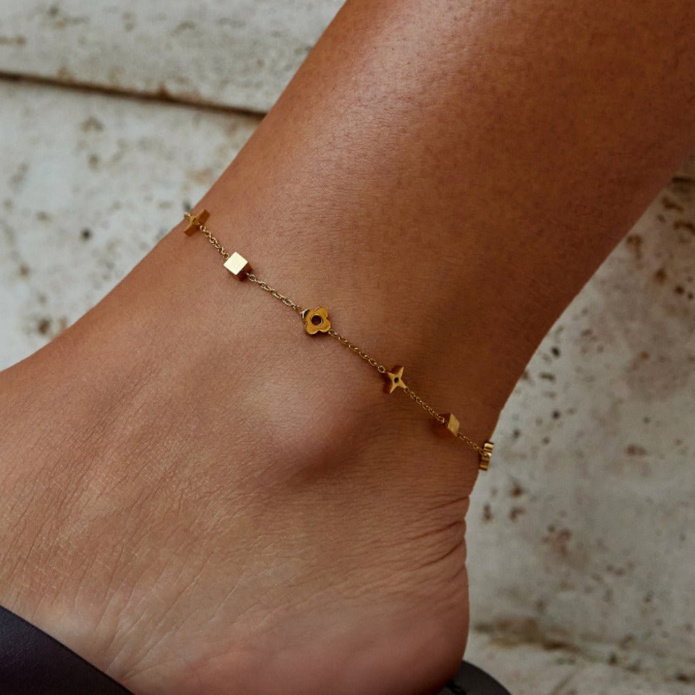 Gold Anklet with Delicate Chain
