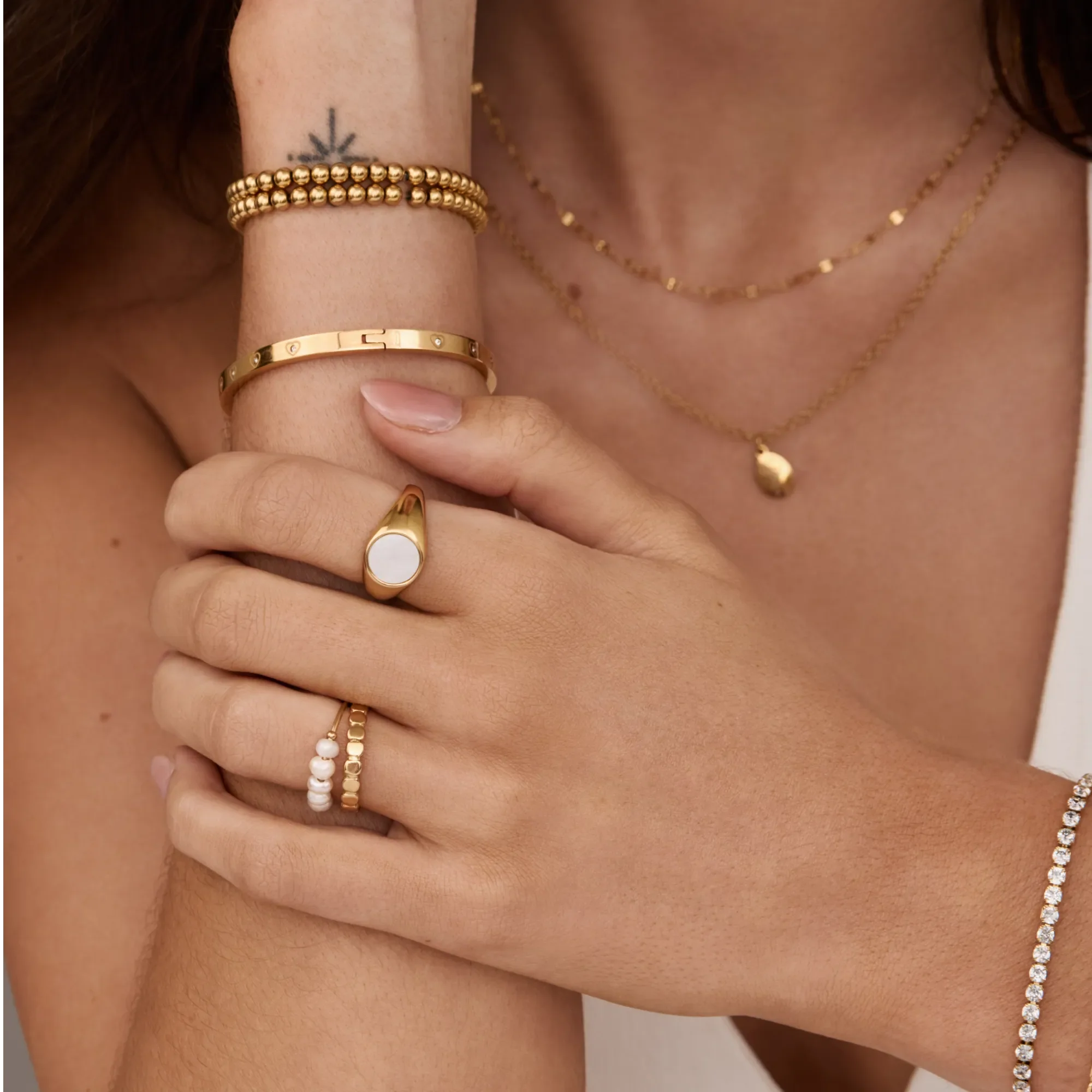 Gold Mother of Pearl Ring