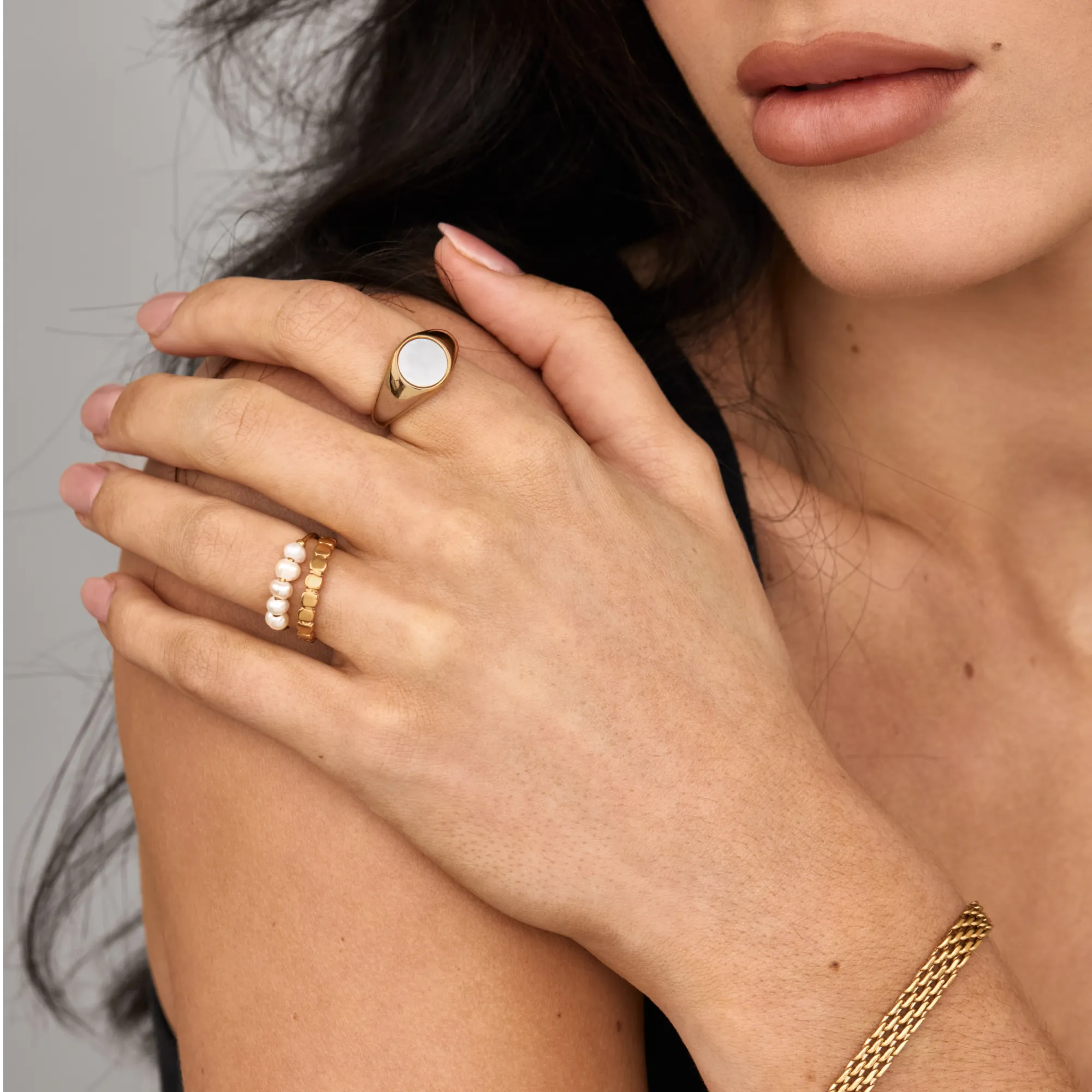 Gold Mother of Pearl Ring